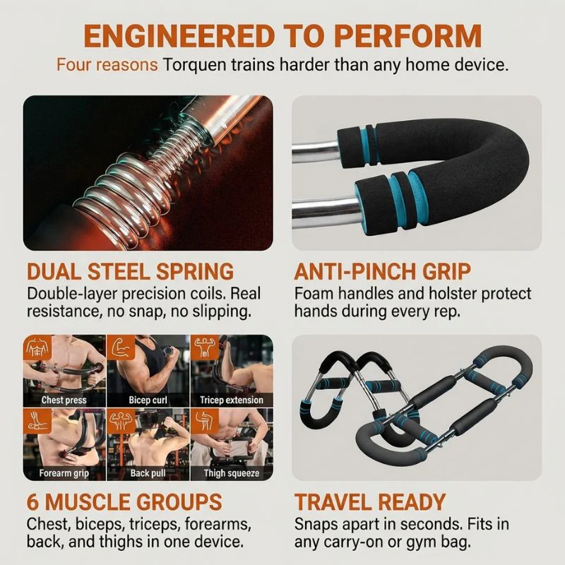 Torquen™ – Adjustable 40–110 LB Spring Resistance Upper Body Trainer + 50% OFF - Image 4
