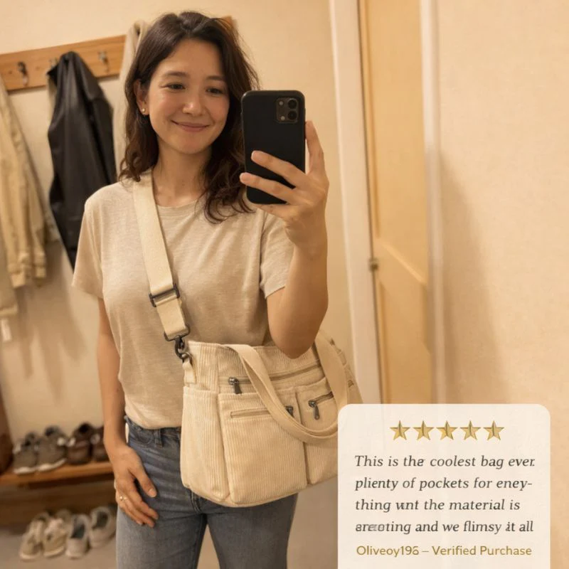 Tuckwell™ – Corduroy Multi-Pocket Tote Bag with Crossbody Strap + 50% OFF - Image 5