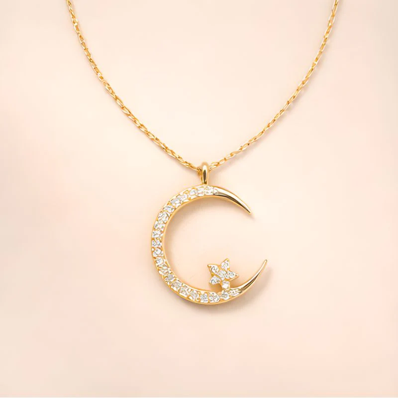 Veilune™ – CZ Crescent Moon & Star Pendant Necklace | Gold & Silver + 1+1 FREE - Image 6