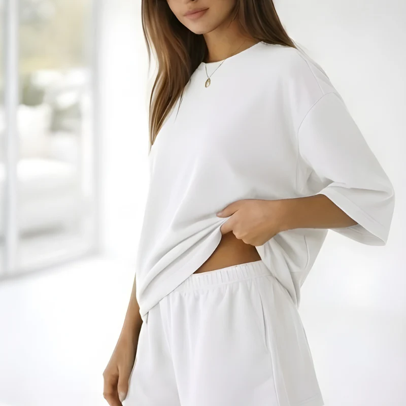 Veluna™ – Soft Oversized 3/4 Sleeve Top & Elastic Waist Shorts Lounge Set + 50% OFF - Image 13