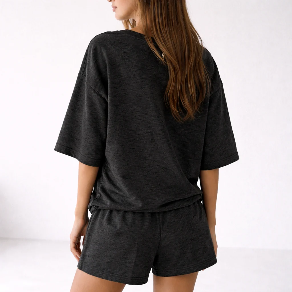 Veluna™ – Soft Oversized 3/4 Sleeve Top & Elastic Waist Shorts Lounge Set + 50% OFF - Image 3