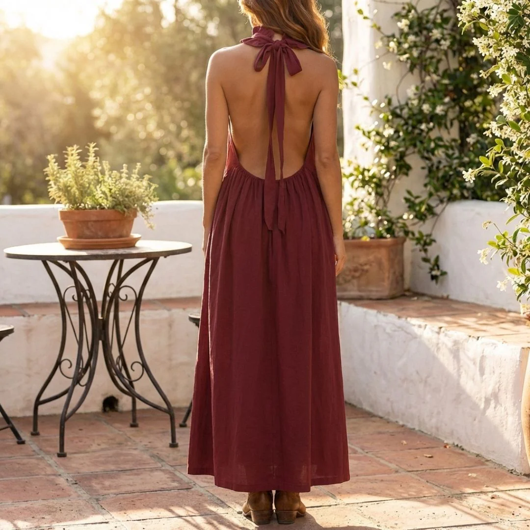 Velune™ – Ruffle Halter Deep V Maxi Dress with Pockets + 50% OFF - Image 3