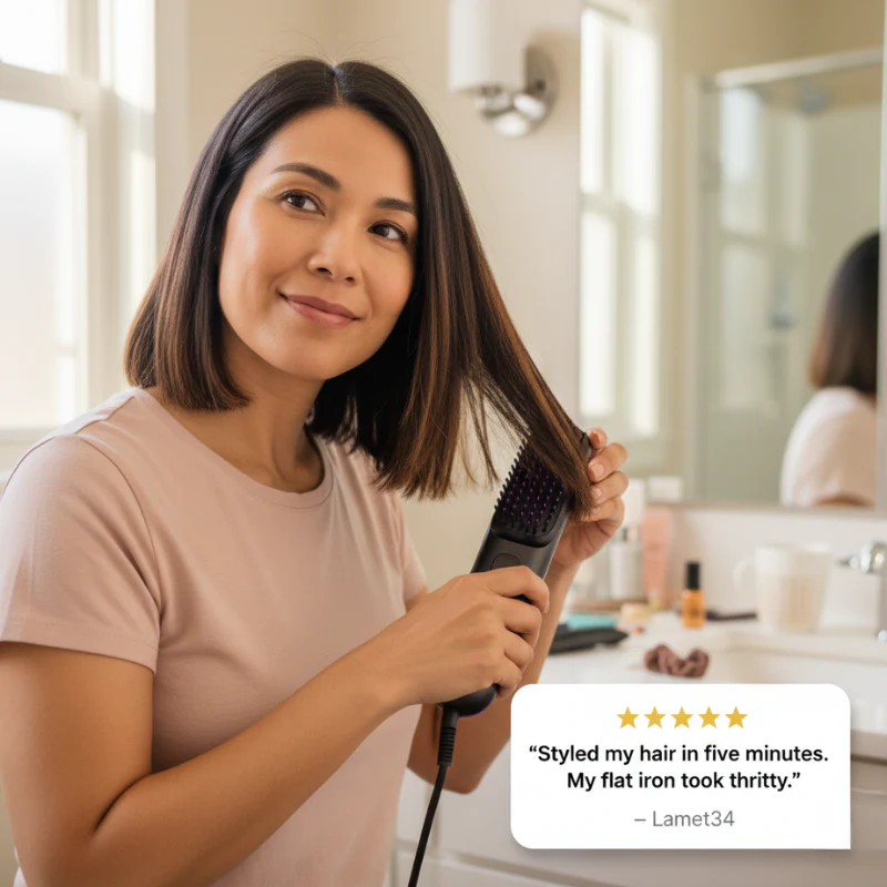Velura™ – Cordless Ceramic Heated Hair Straightener Brush + 50% OFF - Image 5