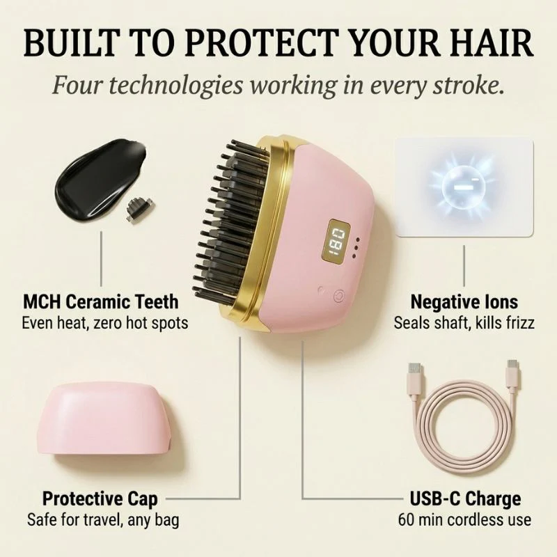 Velura™ – Cordless Hair Straightener Brush with Negative Ions & MCH Ceramic Heat + 50% OFF - Image 3