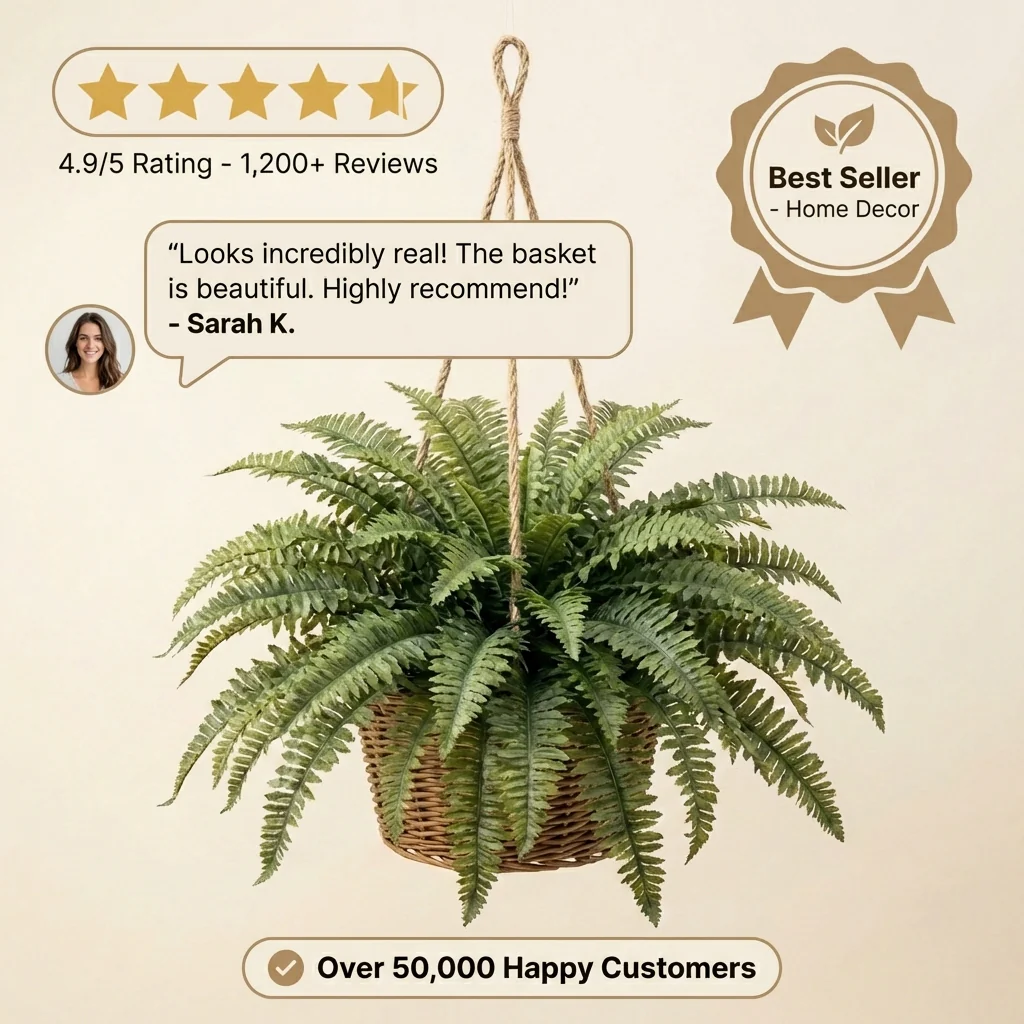 Verdant™ – Lifelike Cascading Fronds, UV-Resistant, Zero Maintenance Hanging Fern Plant + 50% OFF - Image 7