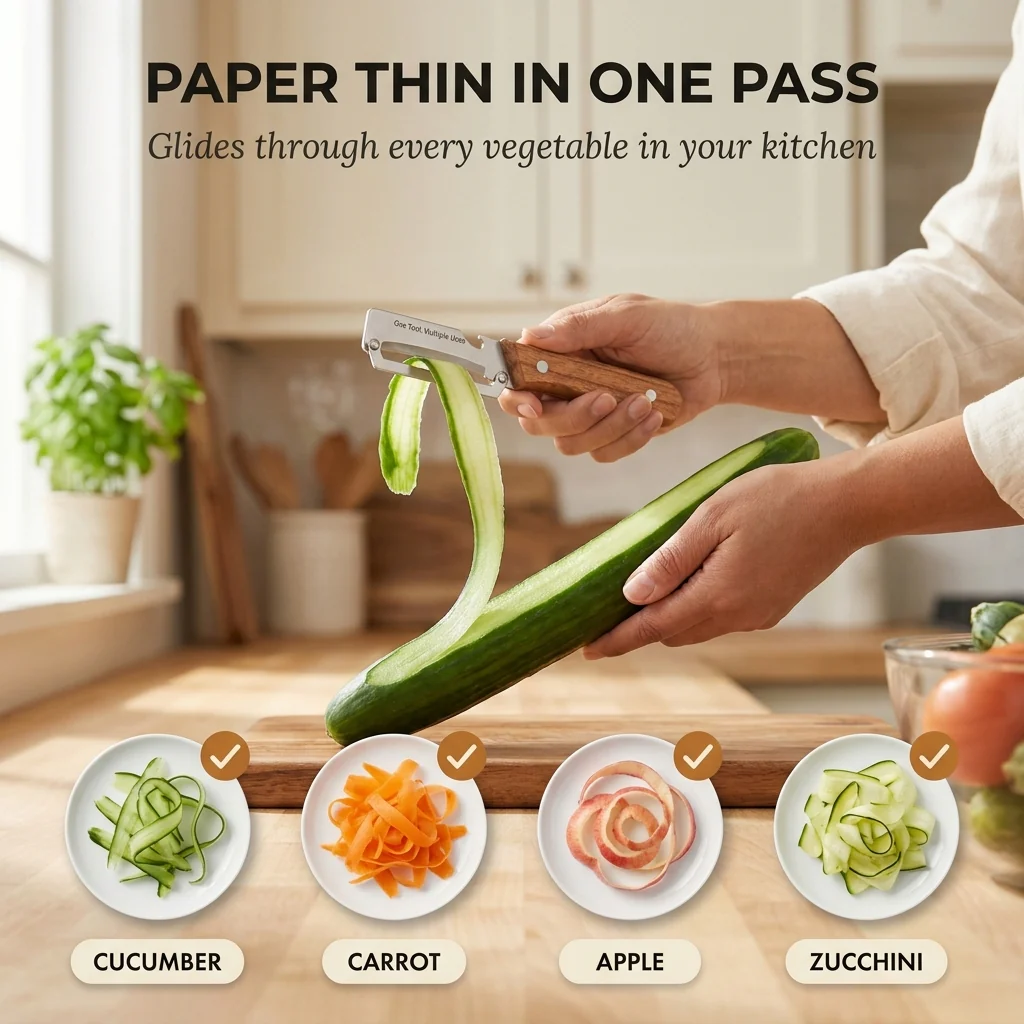 Whetstone™ – Stainless Steel Multi-Use Peeler with Wooden Handle & Built-In Bottle Opener + 50% OFF - Image 3