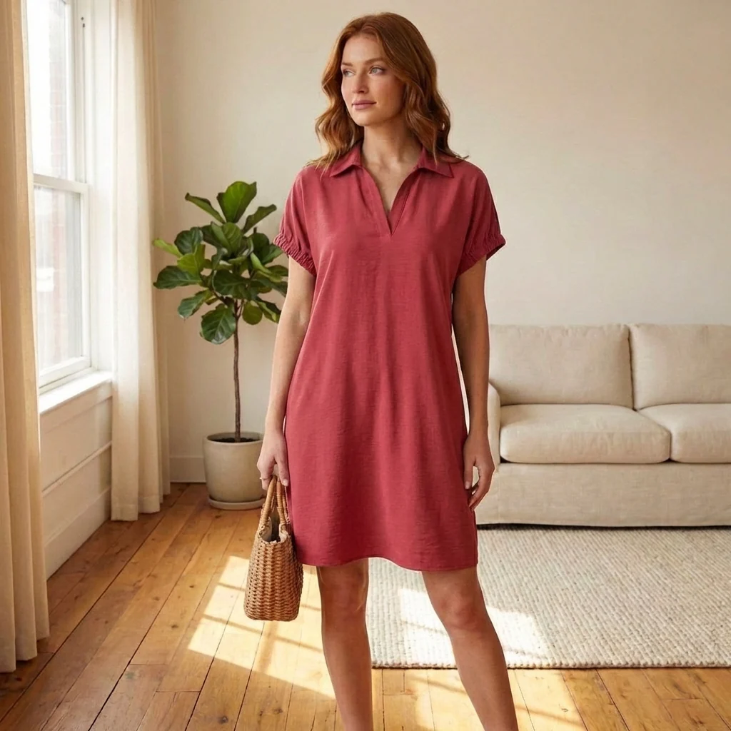 Willowbrook™ – Collared V-Neck Shirt Dress with Pockets, Ruched Sleeves, Lightweight Summer Dress for Women + 50% OFF - Image 7