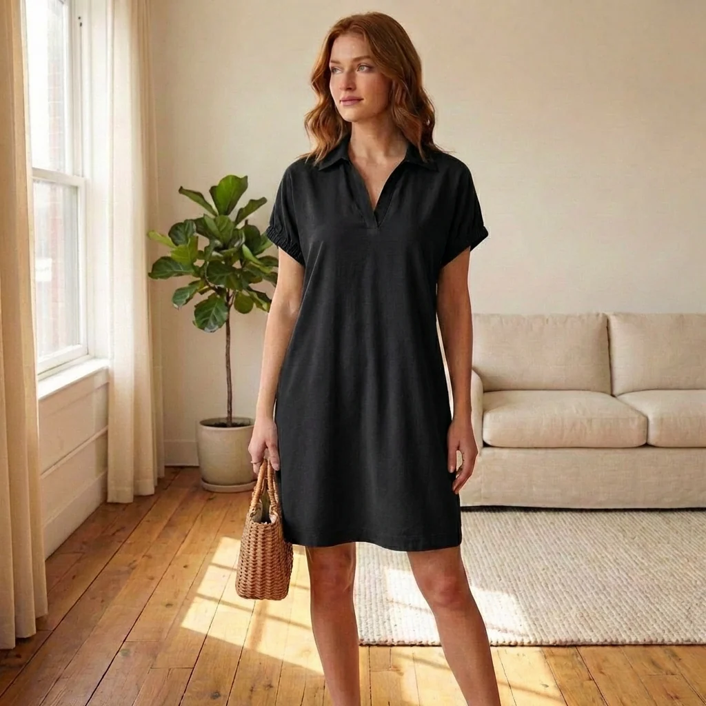 Willowbrook™ – Collared V-Neck Shirt Dress with Pockets, Ruched Sleeves, Lightweight Summer Dress for Women + 50% OFF - Image 9